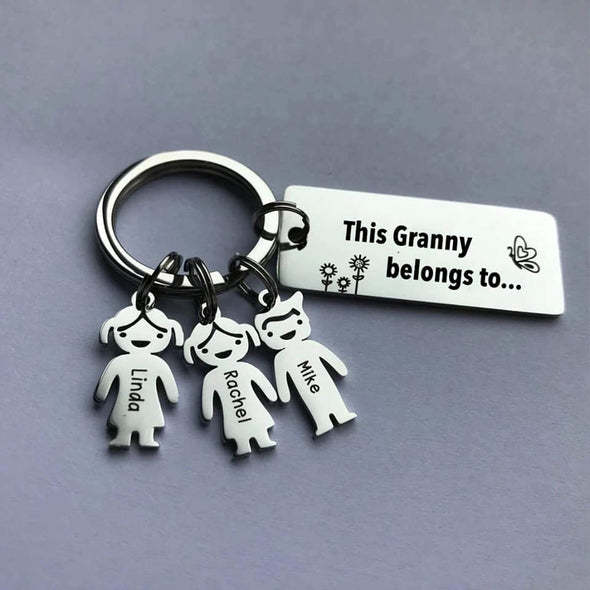 Customized Family Keychain With Kids and Pets