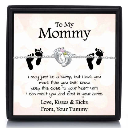 Mother's Day Gift Baby Feet Pendant Necklace with  Birthstone