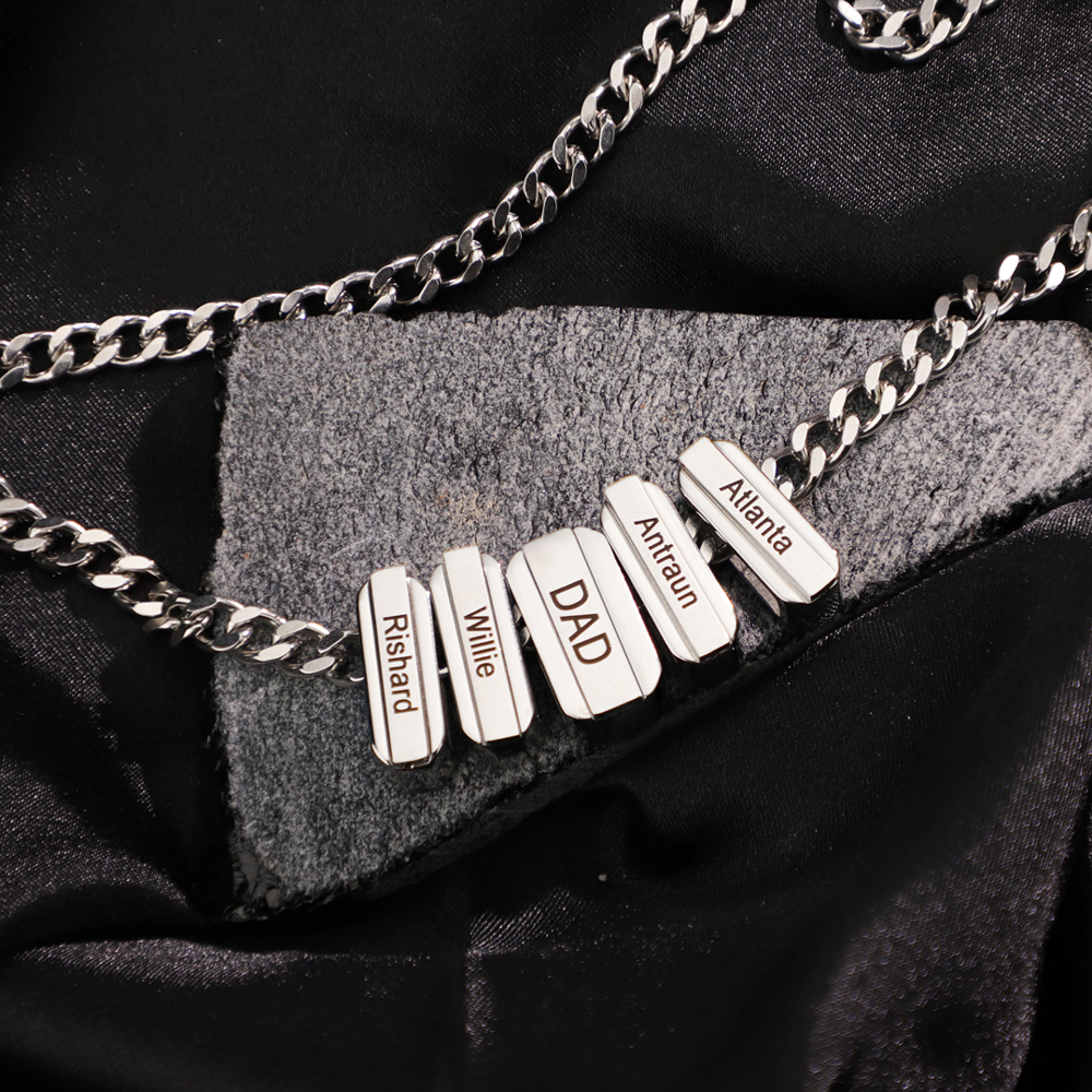 Men's Cuban Necklace With Personalized Diamond Beads Father's Day Gift