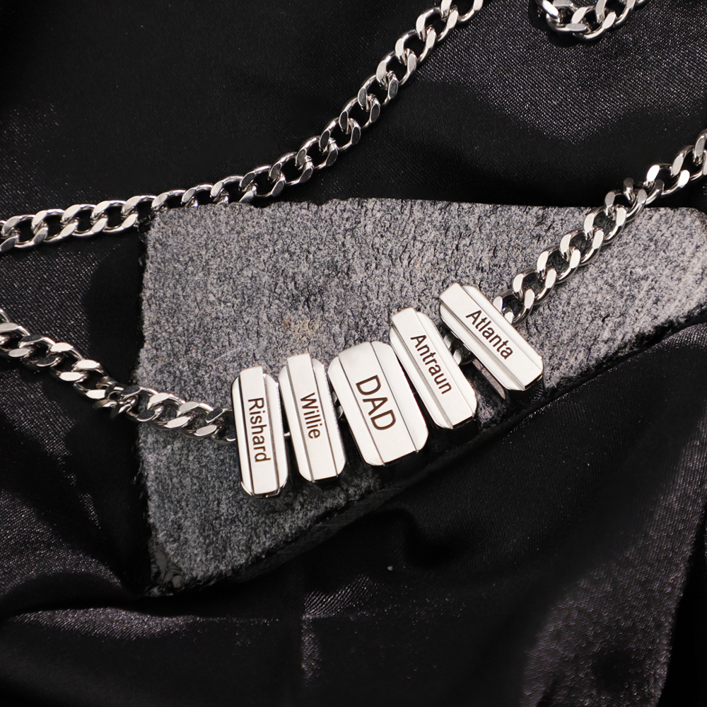 Men's Cuban Necklace With Personalized Diamond Beads Father's Day Gift