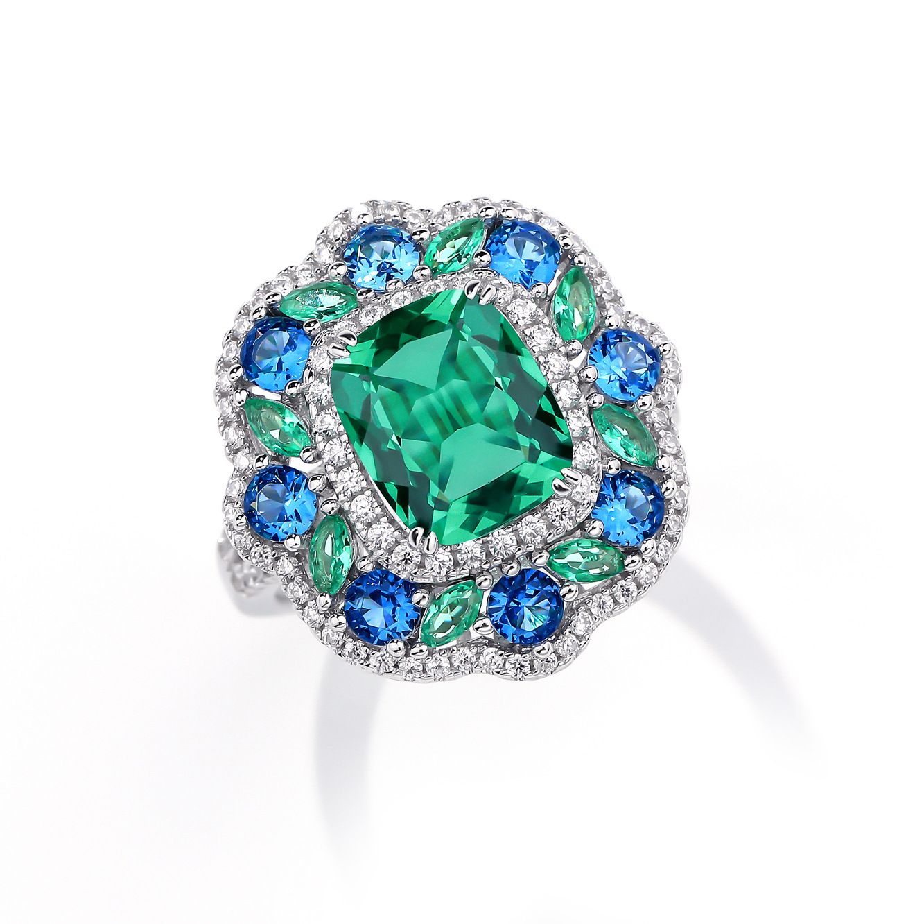 5 Carat Green Moissanite Diamond Ring