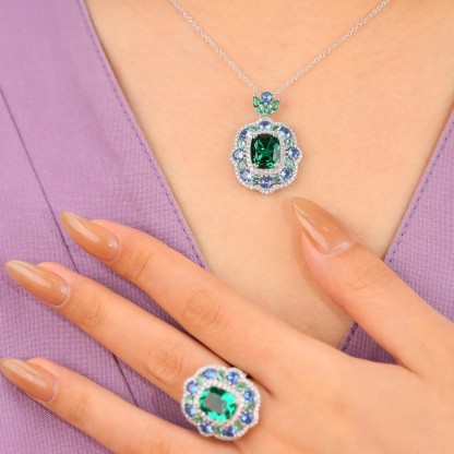 5 Carat Green Moissanite Diamond Ring