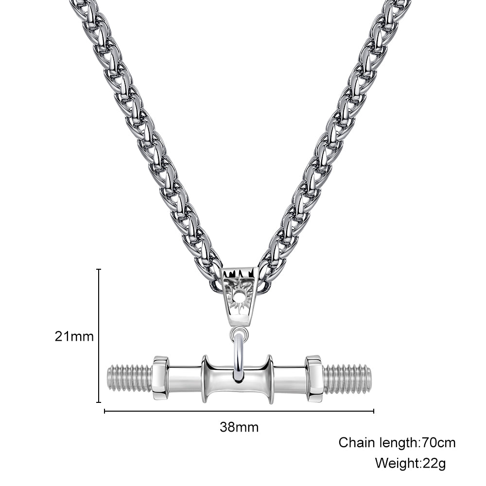  "You Be Fearless Be Strong" Custom Dumbbell Diamond Name Necklace