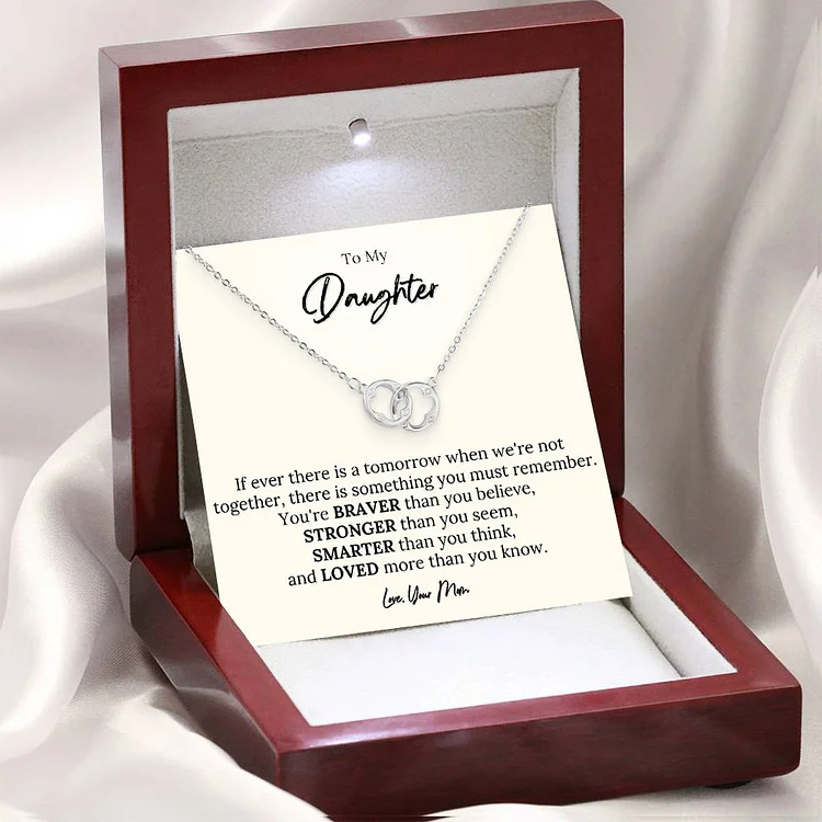 To My Daughter Interlocking Circle Necklace "You Are Braver Than You Believe"