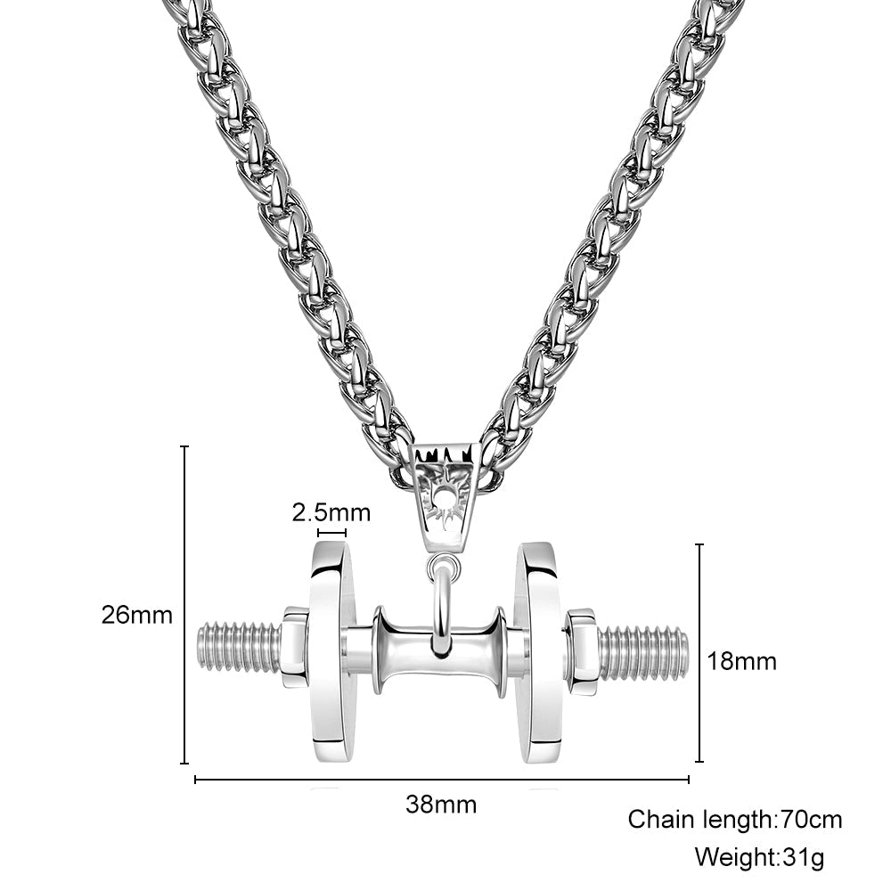  "You Be Fearless Be Strong" Custom Dumbbell Diamond Name Necklace