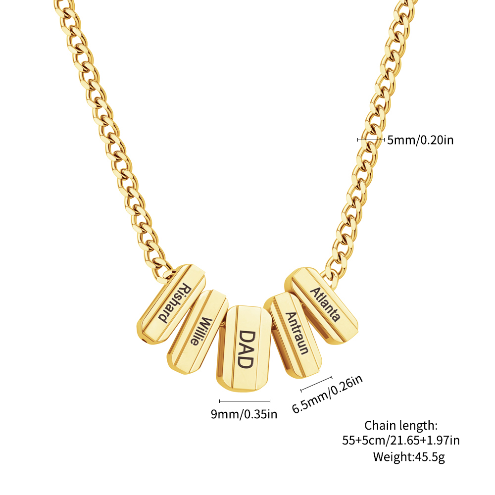 Men's Cuban Necklace With Personalized Diamond Beads Father's Day Gift