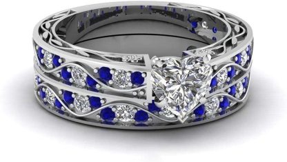 Valentine's Day Gift Wedding rings set his and hers-Couples Ring Set FIESTA COUPLE RINGS