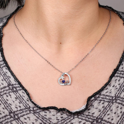 LOVE Heart Necklace For Women Personalized Necklace with Heart Birthstone Engraved Names Unique Wedding Gifts