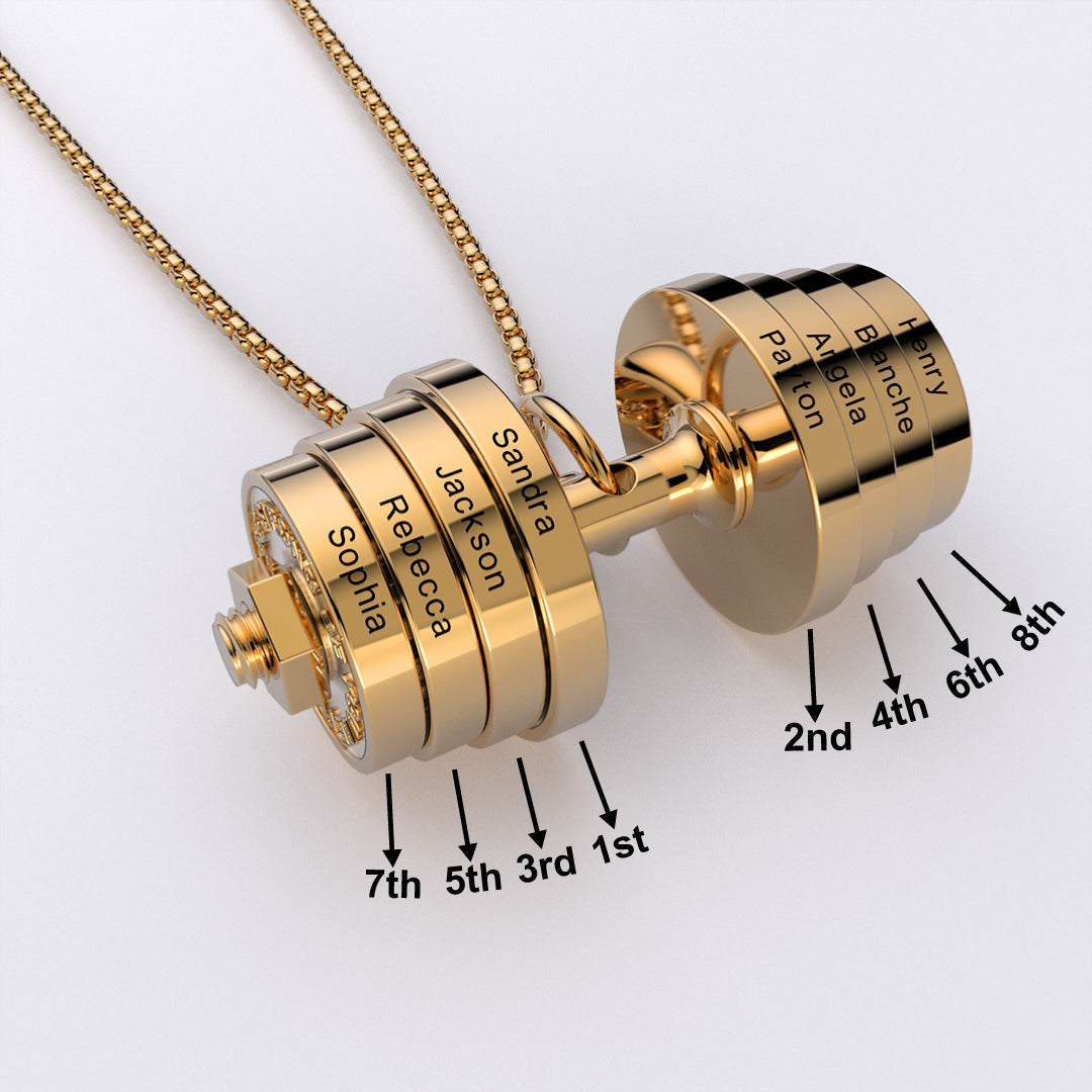  "You Be Fearless Be Strong" Custom Dumbbell Diamond Name Necklace