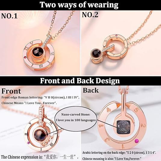 Christmas Gift I Love You Necklace 100 Languages for Mom