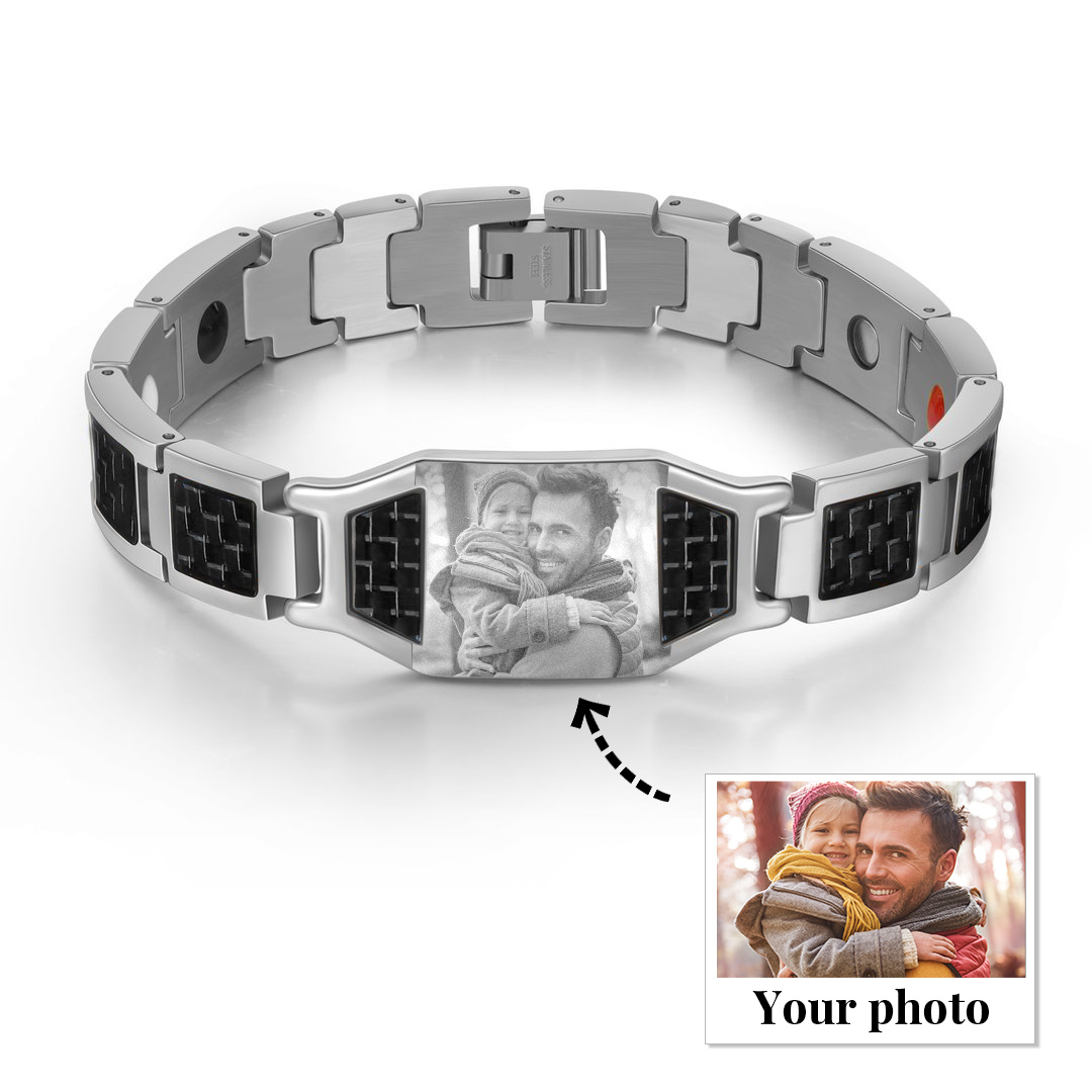 Custom Men Magnetic Bracelet Personalized Photo Bracelet for Him