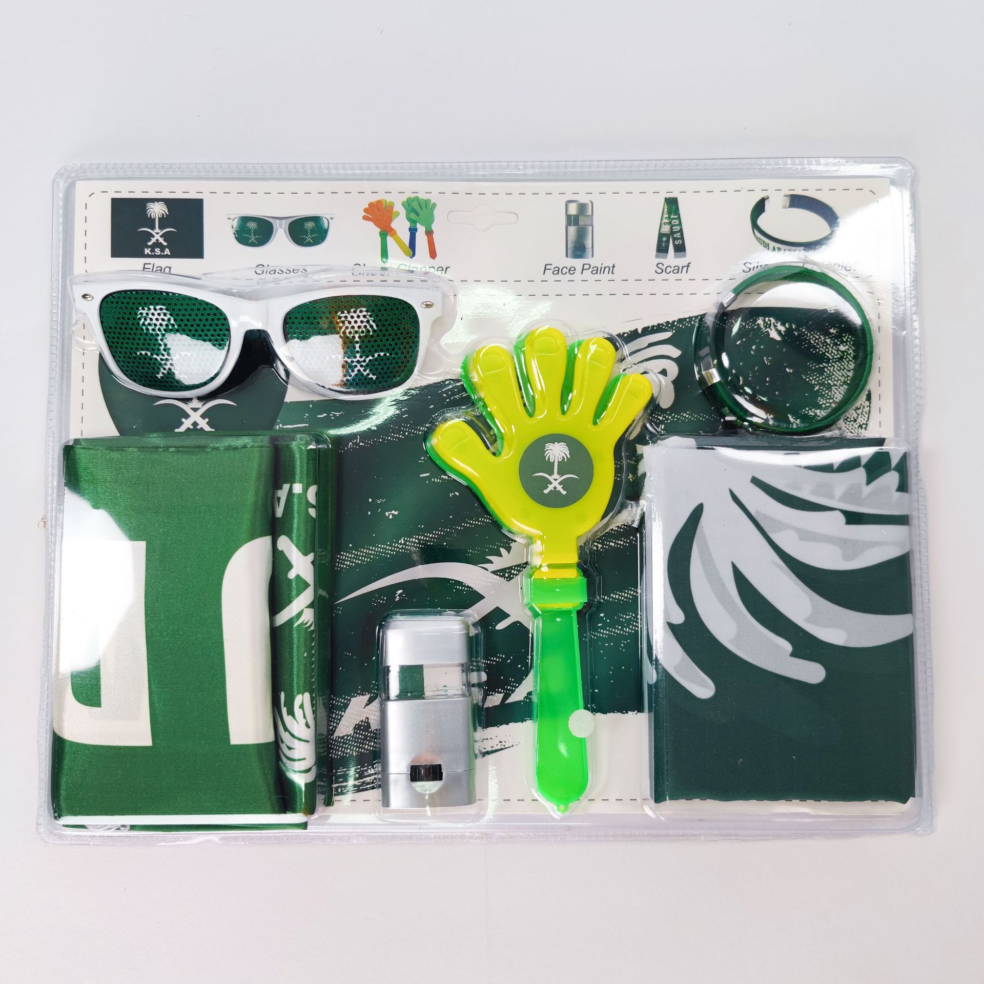 World Cup Cheering Kit Flag Football Scarf Fan Glasses Face Paint