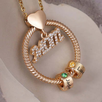 Personalized Circle Pendant with Custom Beads Birthstone Pendant Necklace