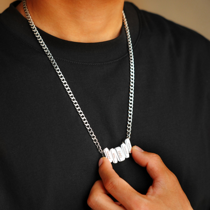 Men's Cuban Necklace With Personalized Diamond Beads Father's Day Gift