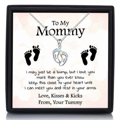 Mother's Day Gift Baby Feet Pendant Necklace with  Birthstone