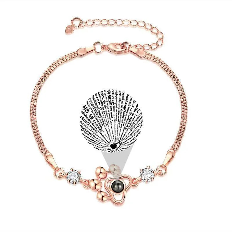 I Love You in 100 Languages Paw Pendant Projection Bracelet