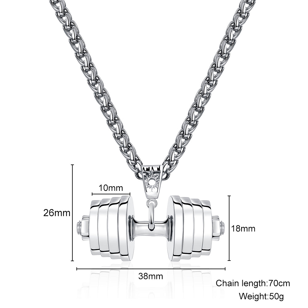  "You Be Fearless Be Strong" Custom Dumbbell Diamond Name Necklace