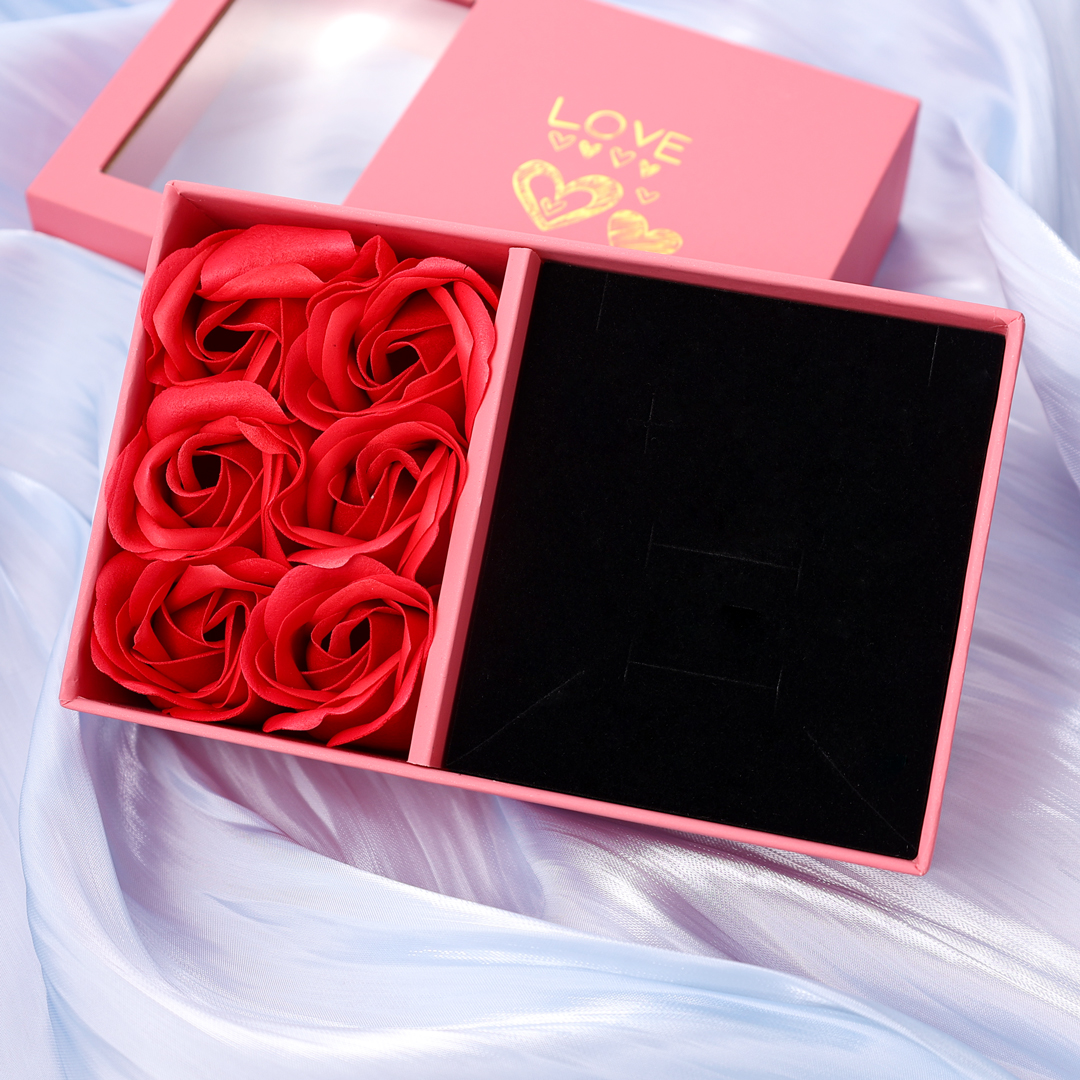 Enchanted Rose Jewelry Box Gift Package Black Pink