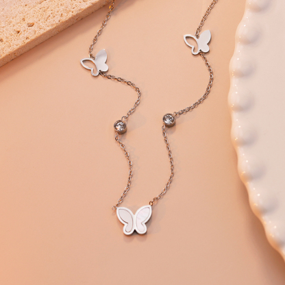 Christmas Gift Butterfly Diamond Necklace