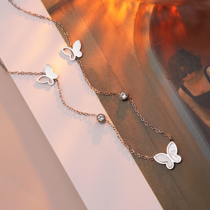 Christmas Gift Butterfly Diamond Necklace