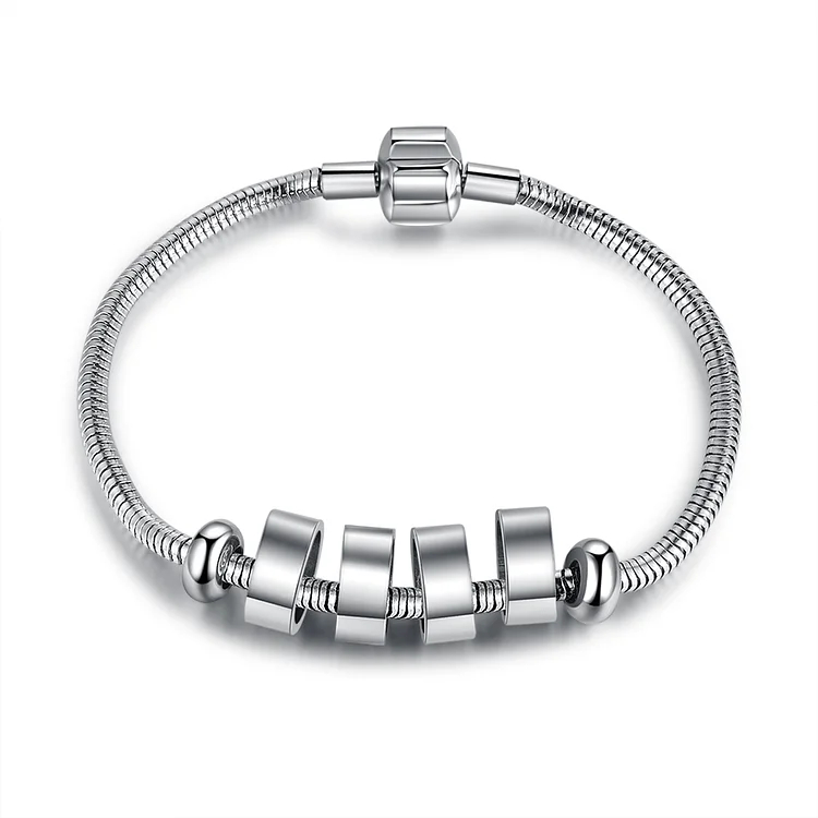 Men Snake Chain Bracelet with Beads