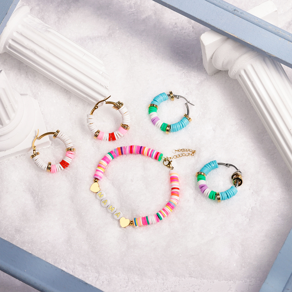 Christmas Gift Dopamine Colorful Earring and Bracelet