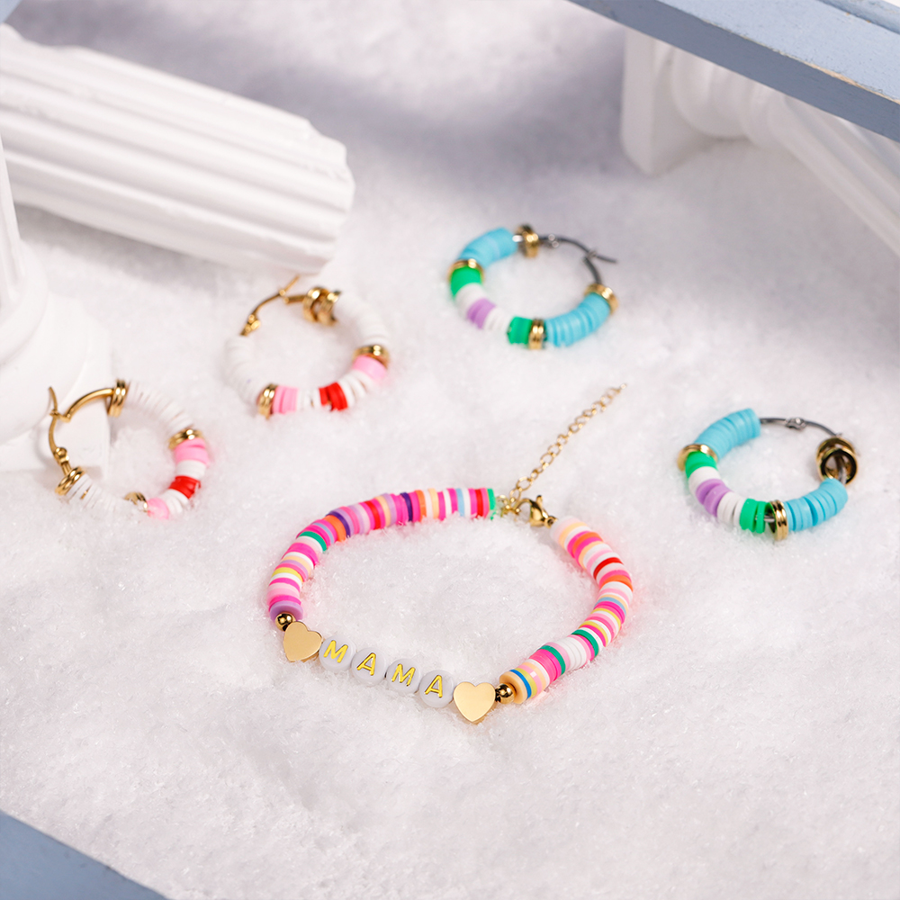 Christmas Gift Dopamine Colorful Earring and Bracelet
