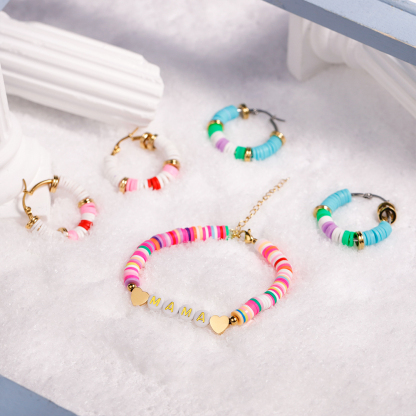 Christmas Gift Dopamine Colorful Earring and Bracelet