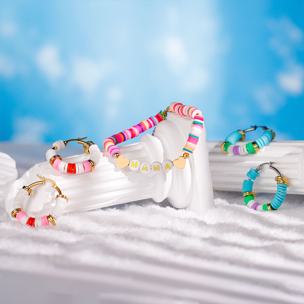 Christmas Gift Dopamine Colorful Earring and Bracelet