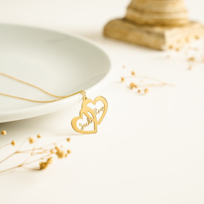 Couple Name Heart Personalized Two Names Necklace