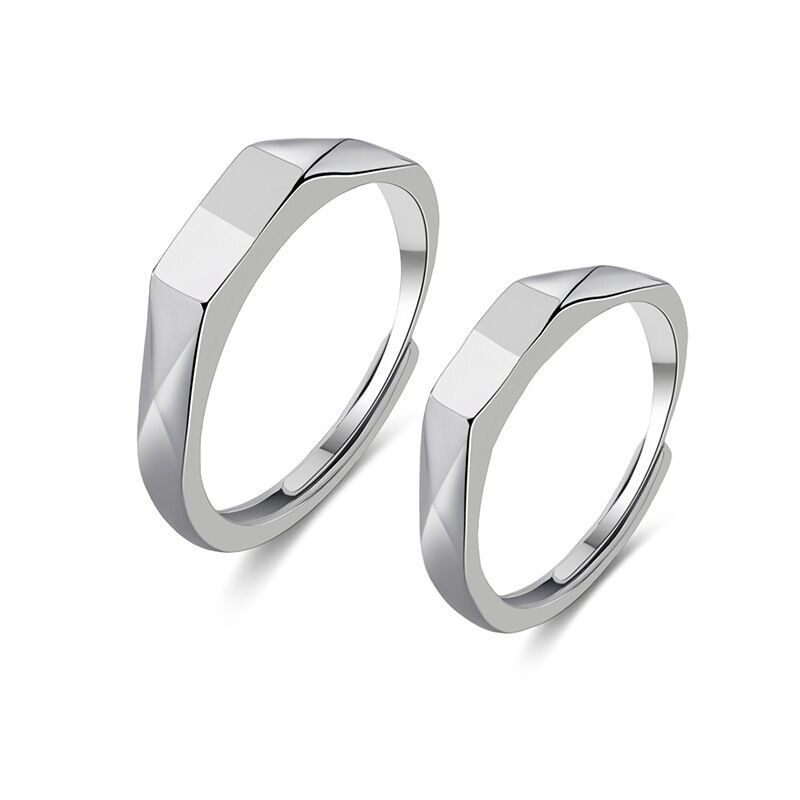 Creative "I Love You" "Forever Love" Projection Couple Rings Sterling Silver