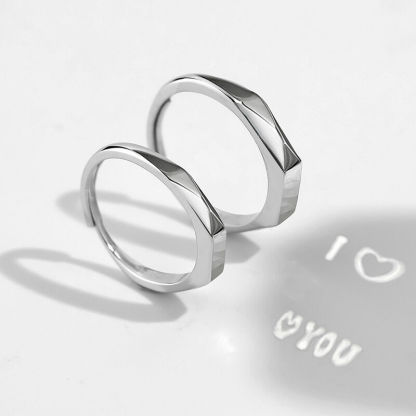 Creative "I Love You" "Forever Love" Projection Couple Rings Sterling Silver