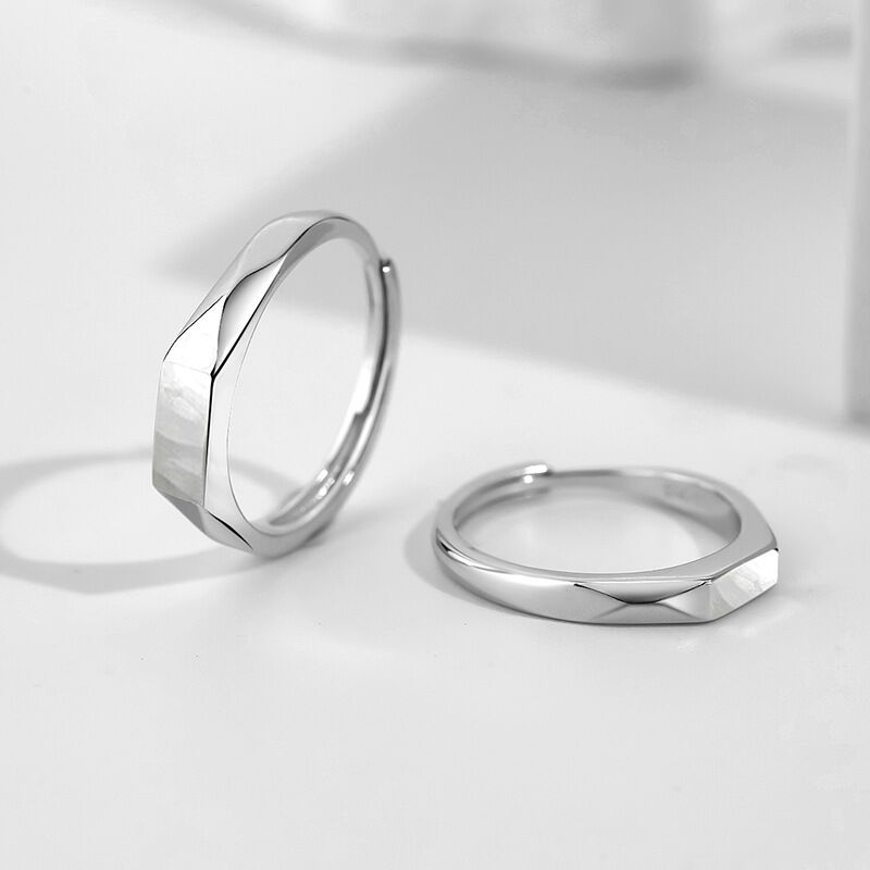 Creative "I Love You" "Forever Love" Projection Couple Rings Sterling Silver