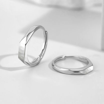 Creative "I Love You" "Forever Love" Projection Couple Rings Sterling Silver