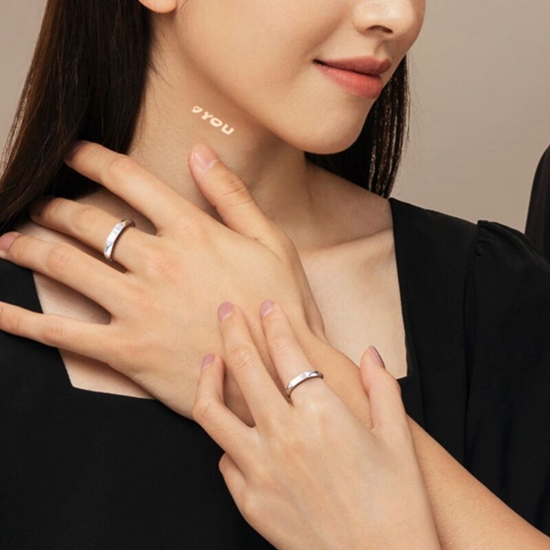 Creative "I Love You" "Forever Love" Projection Couple Rings Sterling Silver