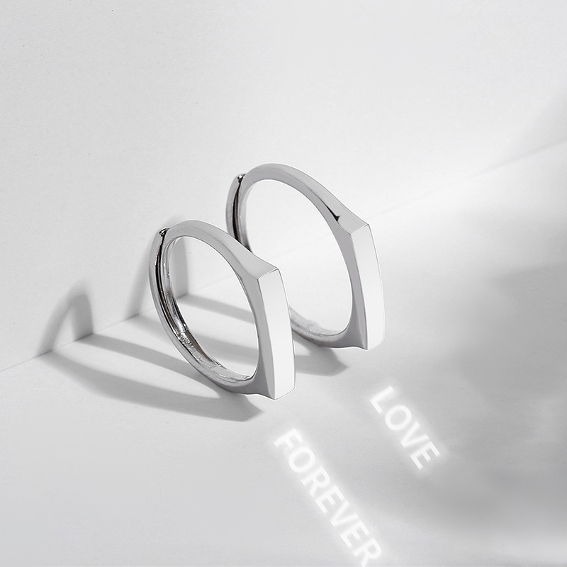 Creative "I Love You" "Forever Love" Projection Couple Rings Sterling Silver