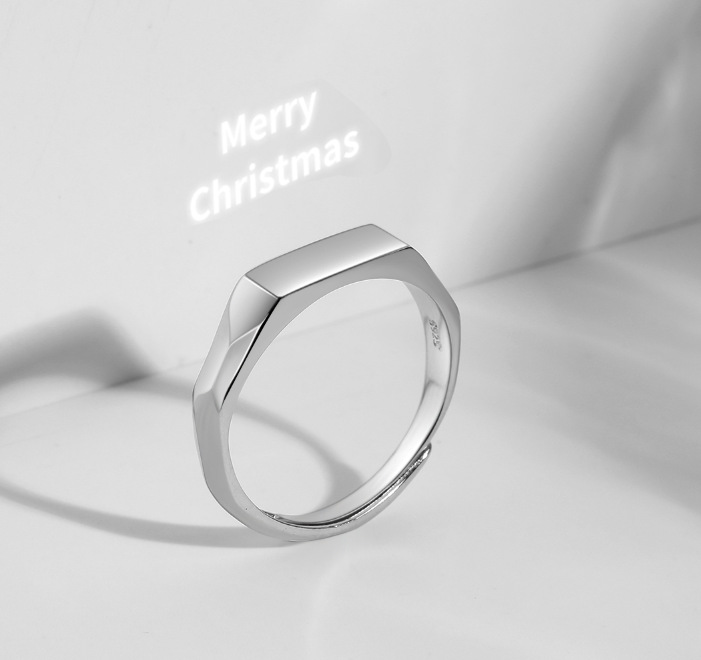 Creative "I Love You" "Forever Love" Projection Couple Rings Sterling Silver