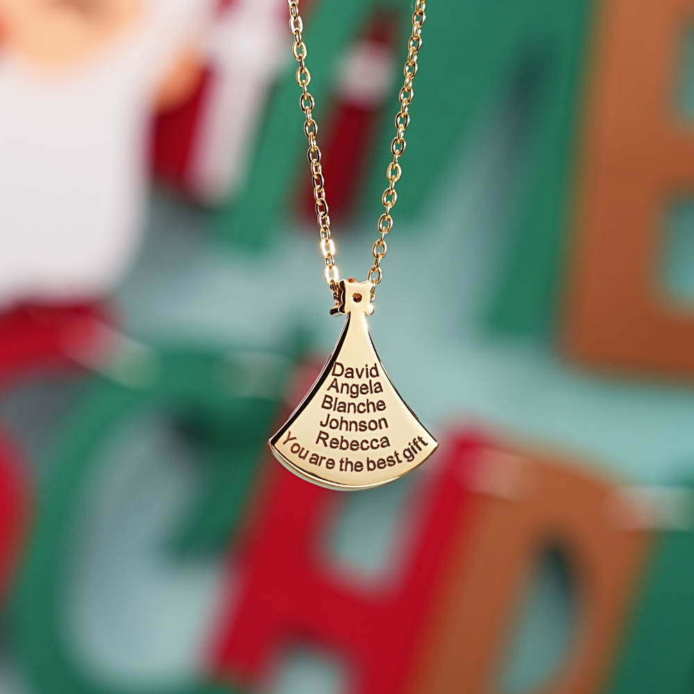 Santa Hat Custom Name Birthstone Necklace