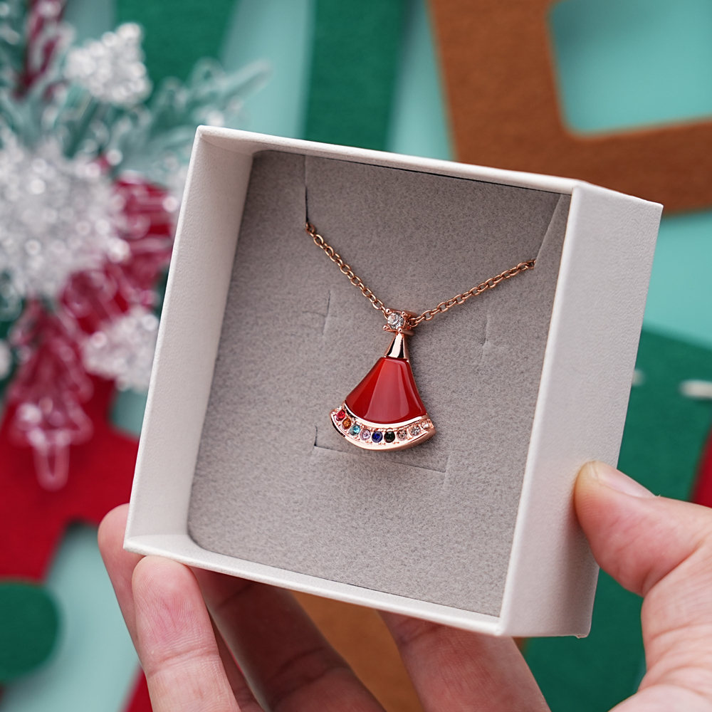 Santa Hat Custom Name Birthstone Necklace