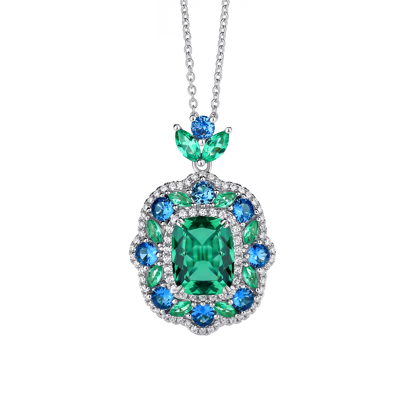 Green 5 Carat Moissanite Diamond Necklace