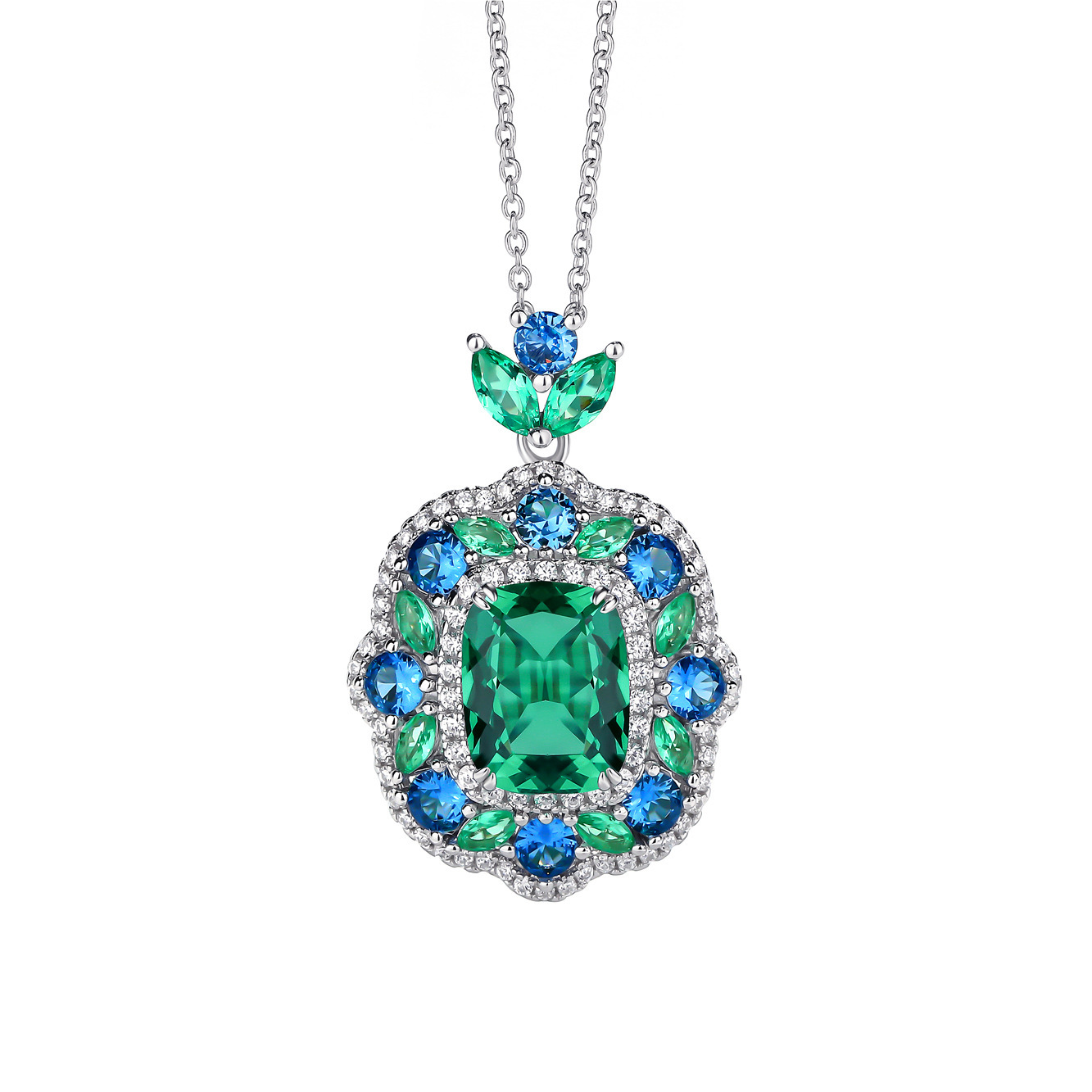 Green 5 Carat Moissanite Diamond Necklace