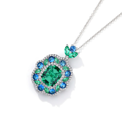 Green 5 Carat Moissanite Diamond Necklace