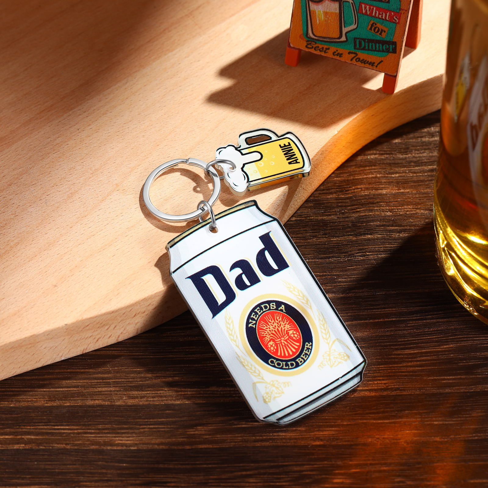 Funny ‘Dad Needs a Cold Beer’ Personalized Keychain for Men – Ideal Gift
