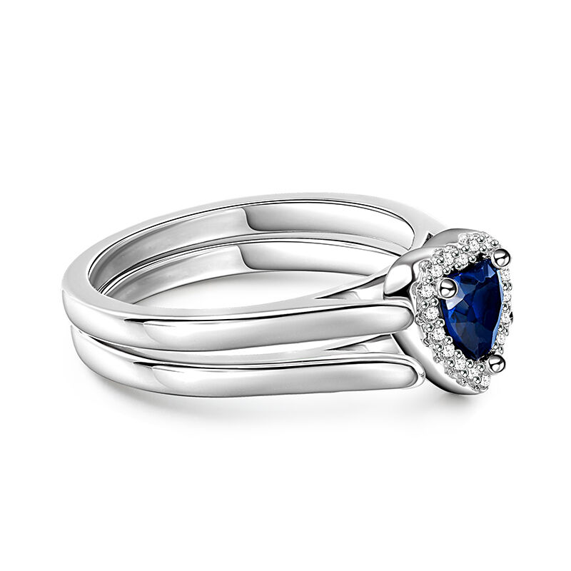 Halo Heart Cut Personalized Sterling Silver Reversible Ring