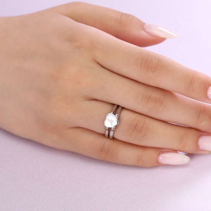 Halo Heart Cut Personalized Sterling Silver Reversible Ring