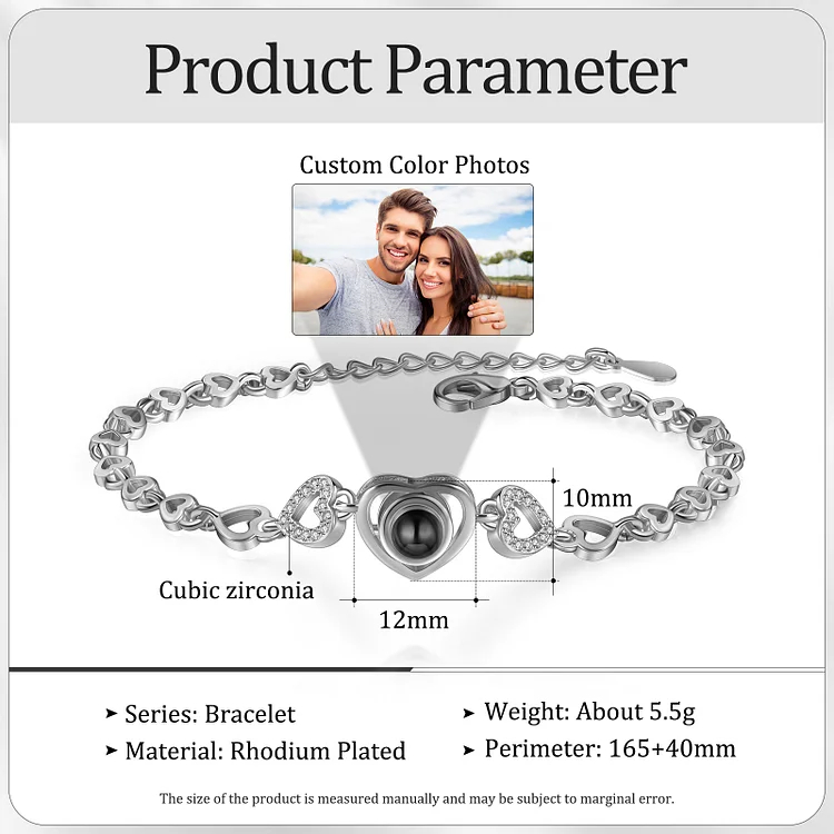 Heart Chain Projection Bracelet Personalized Photo Bracelet