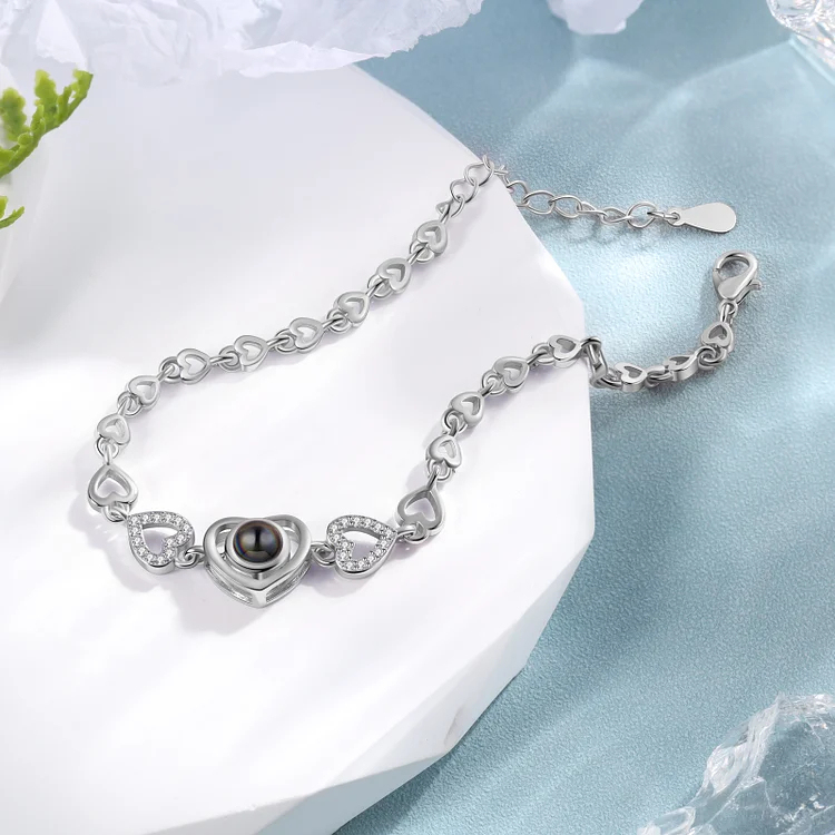Heart Chain Projection Bracelet Personalized Photo Bracelet