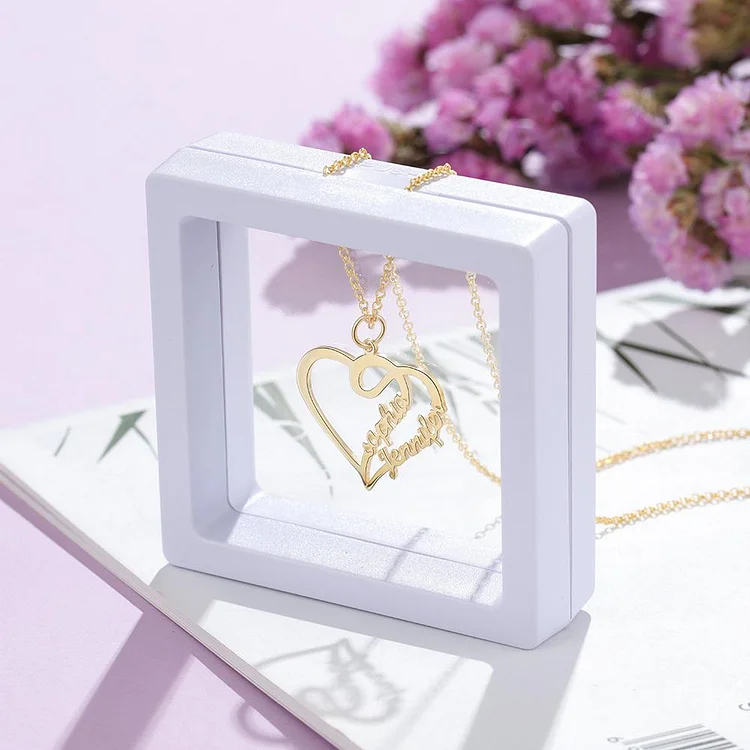 Personalized Custom Heart 2 Names Necklace