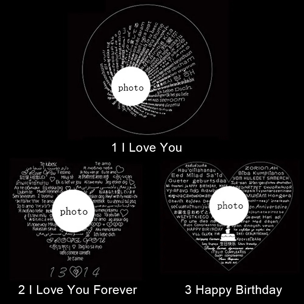 Personalized Heart Photo Projection Bracelet I Love You in 100 Languages