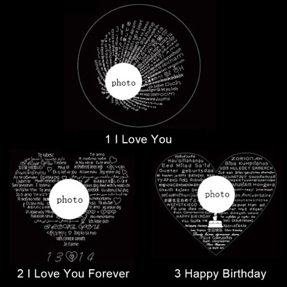 Personalized Heart Photo Projection Bracelet I Love You in 100 Languages